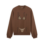 Leopard Bikini Oversize Sweatshirt - Kahverengi - ön görünüm