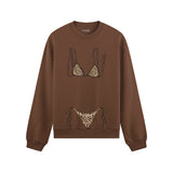 Leopard Bikini Oversize Sweatshirt - Kahverengi - ön görünüm