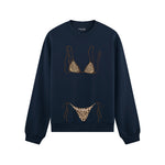 Leopard Bikini Oversize Sweatshirt - Lacivert - ön görünüm