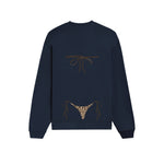 Leopard Bikini Oversize Sweatshirt - Lacivert - arka görünüm