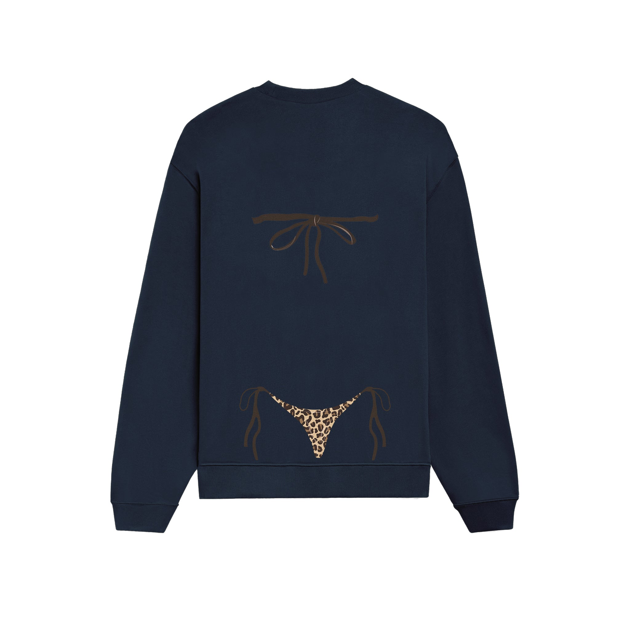 Leopard Bikini Oversize Sweatshirt - Lacivert - arka görünüm