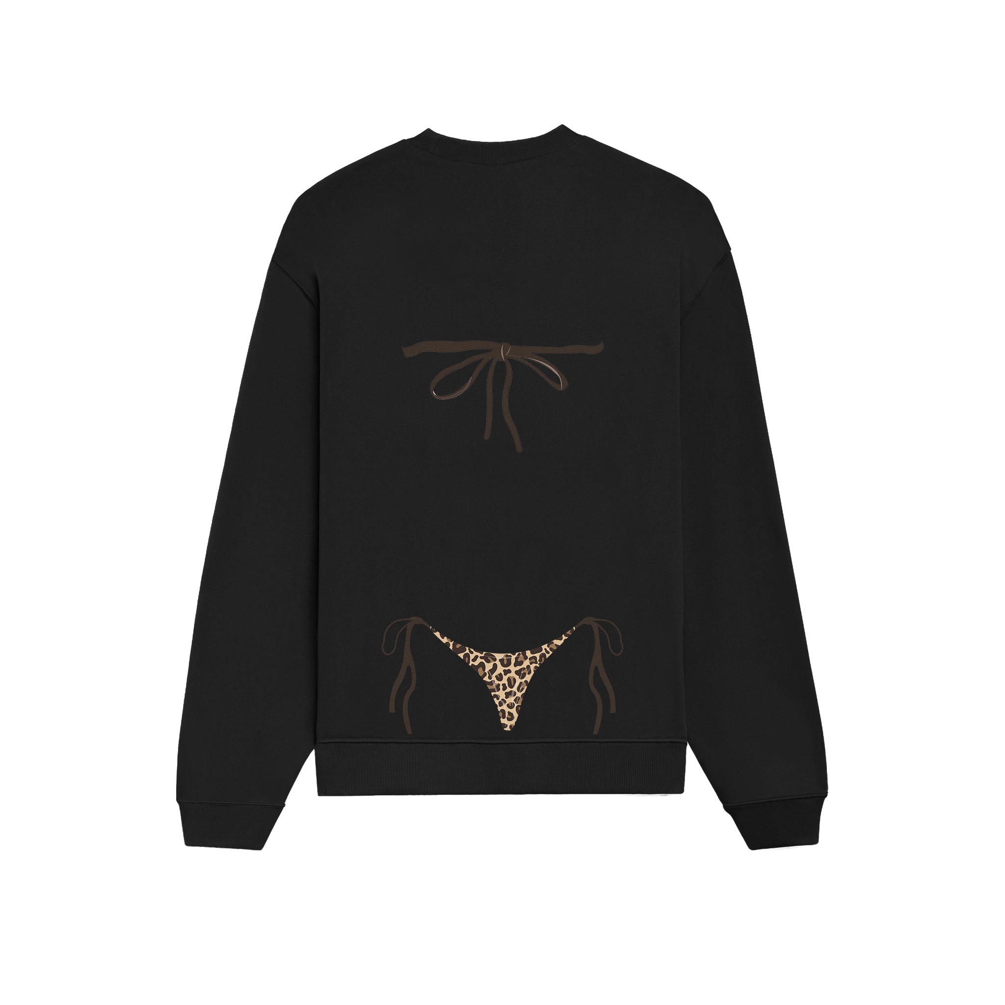 Leopard Bikini Oversize Sweatshirt - Siyah - arka görünüm