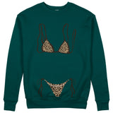 Leopard Bikini Sweatshirt - Koyu Yeşil - ön görünüm