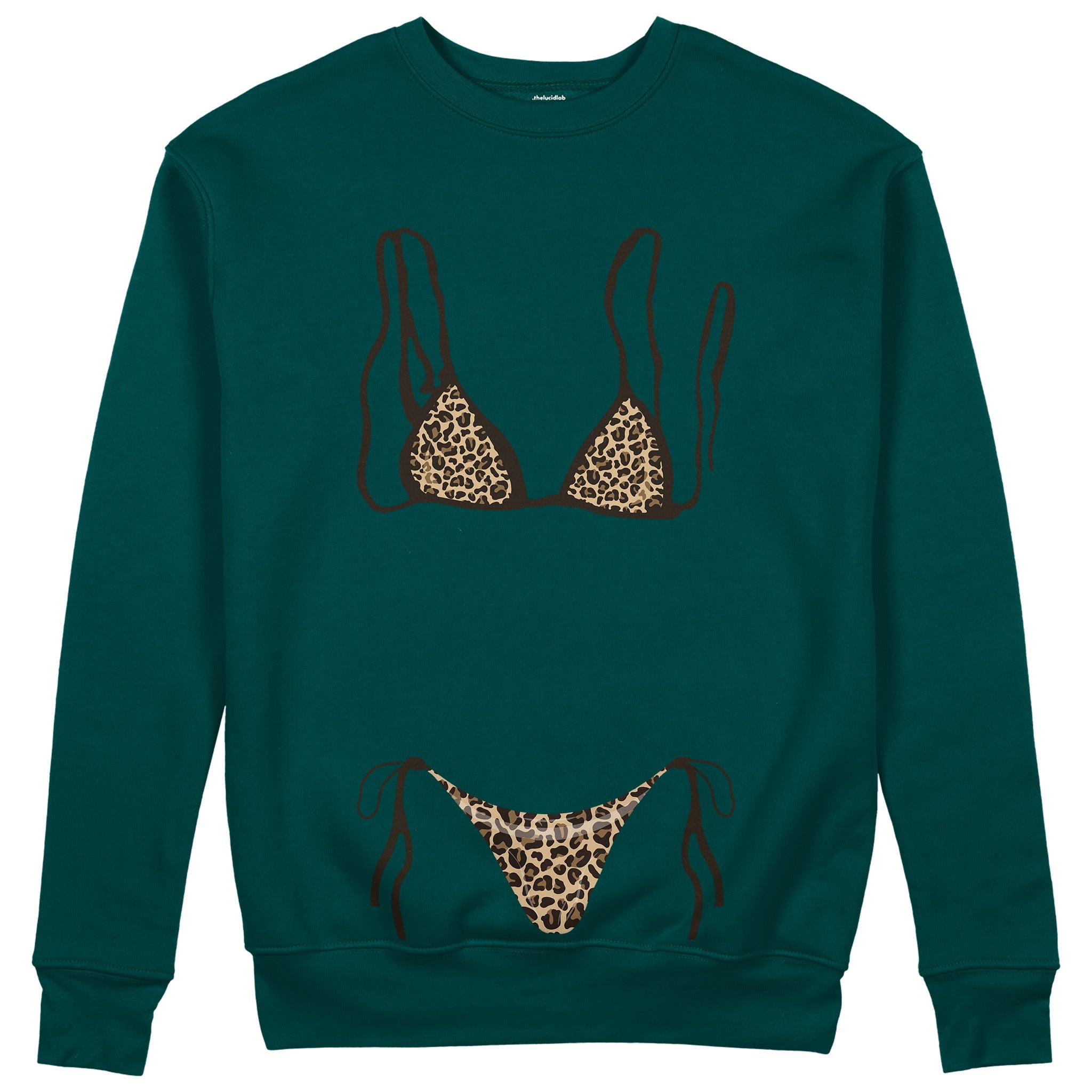 Leopard Bikini Sweatshirt - Koyu Yeşil - ön görünüm