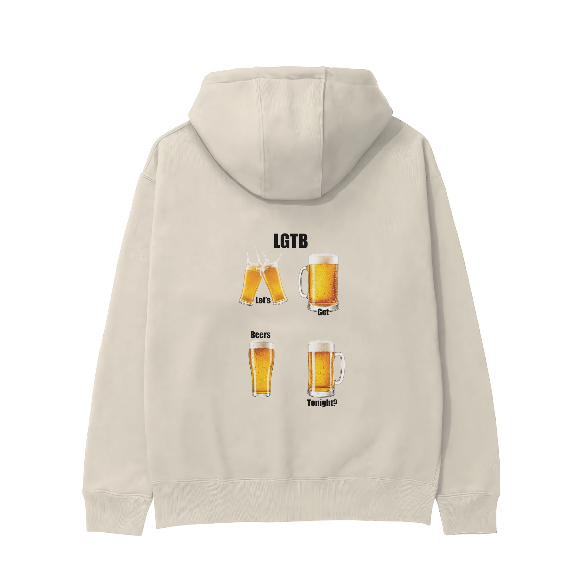 Lets Get Beers Tonight Hoodie - Krem - arka görünüm