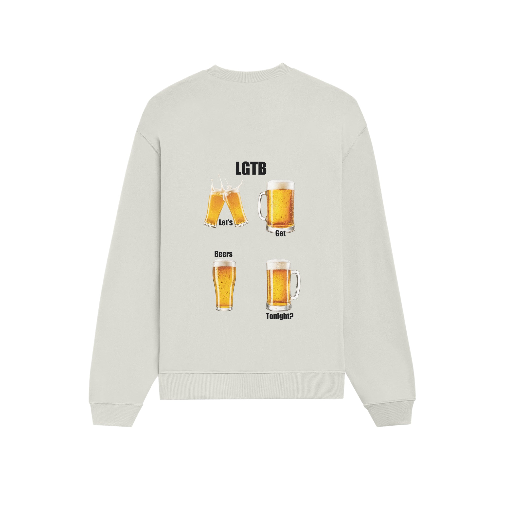 Lets Get Beers Tonight Oversize Sweatshirt - Beyaz - arka görünüm