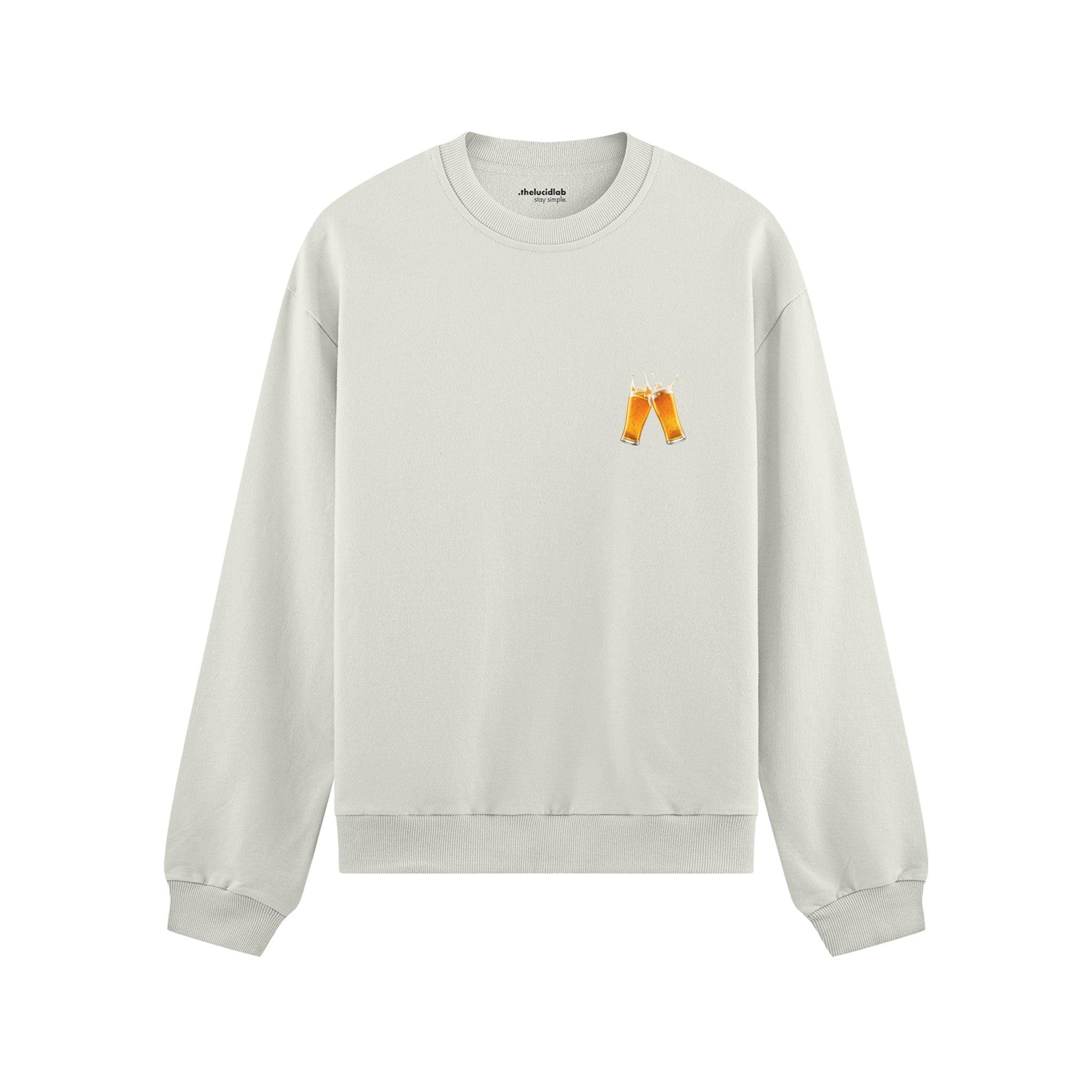 Lets Get Beers Tonight Oversize Sweatshirt - Beyaz - ön görünüm