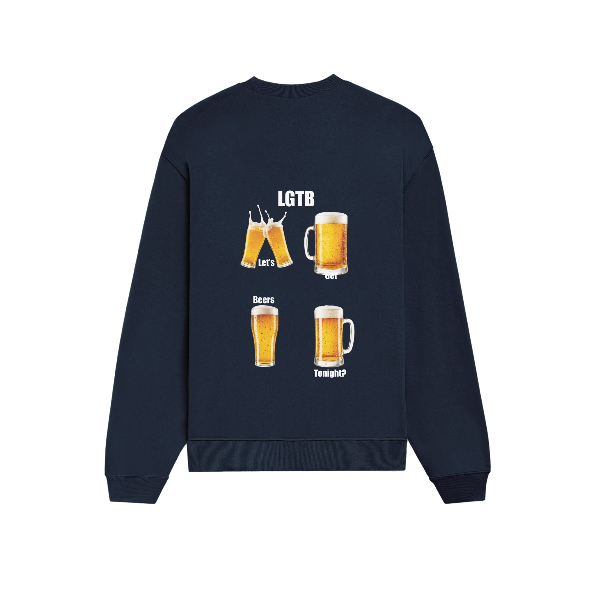 Lets Get Beers Tonight Oversize Sweatshirt - Lacivert - arka görünüm