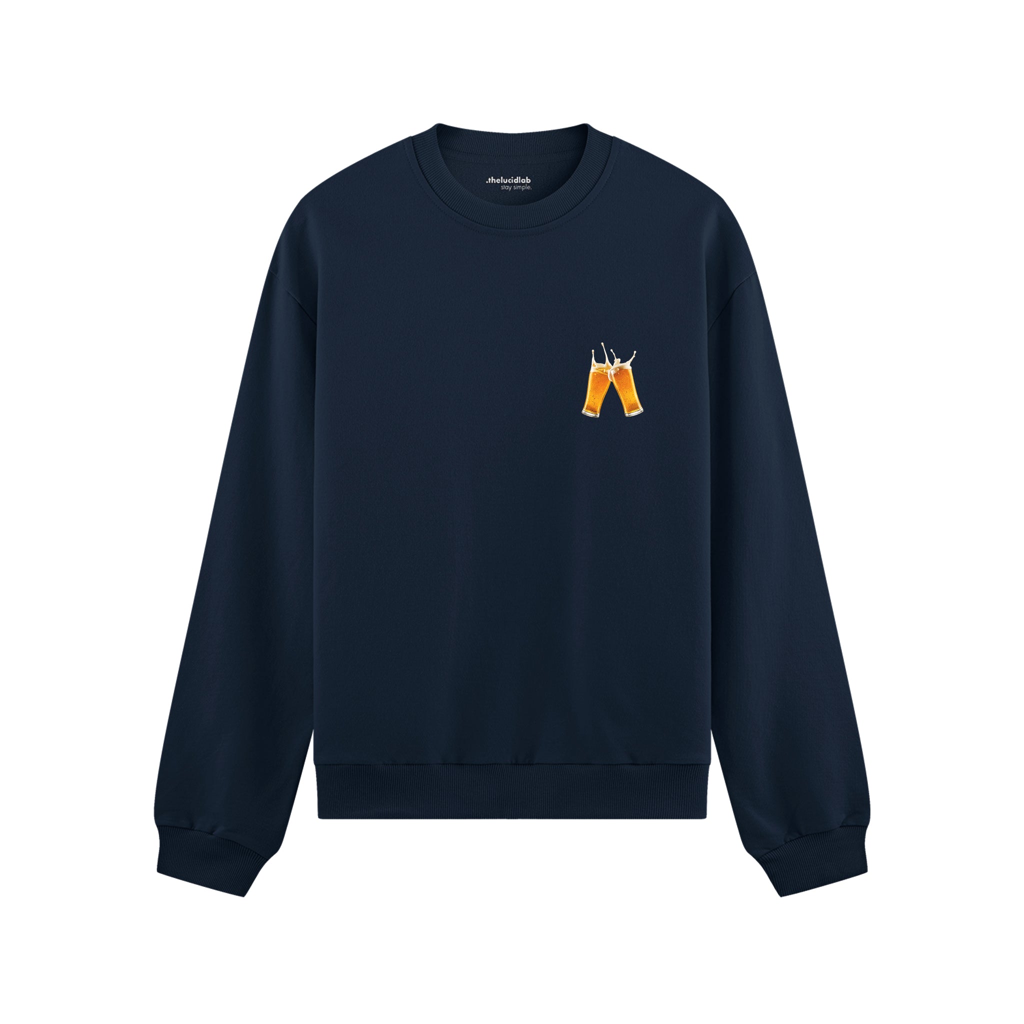 Lets Get Beers Tonight Oversize Sweatshirt - Lacivert - ön görünüm