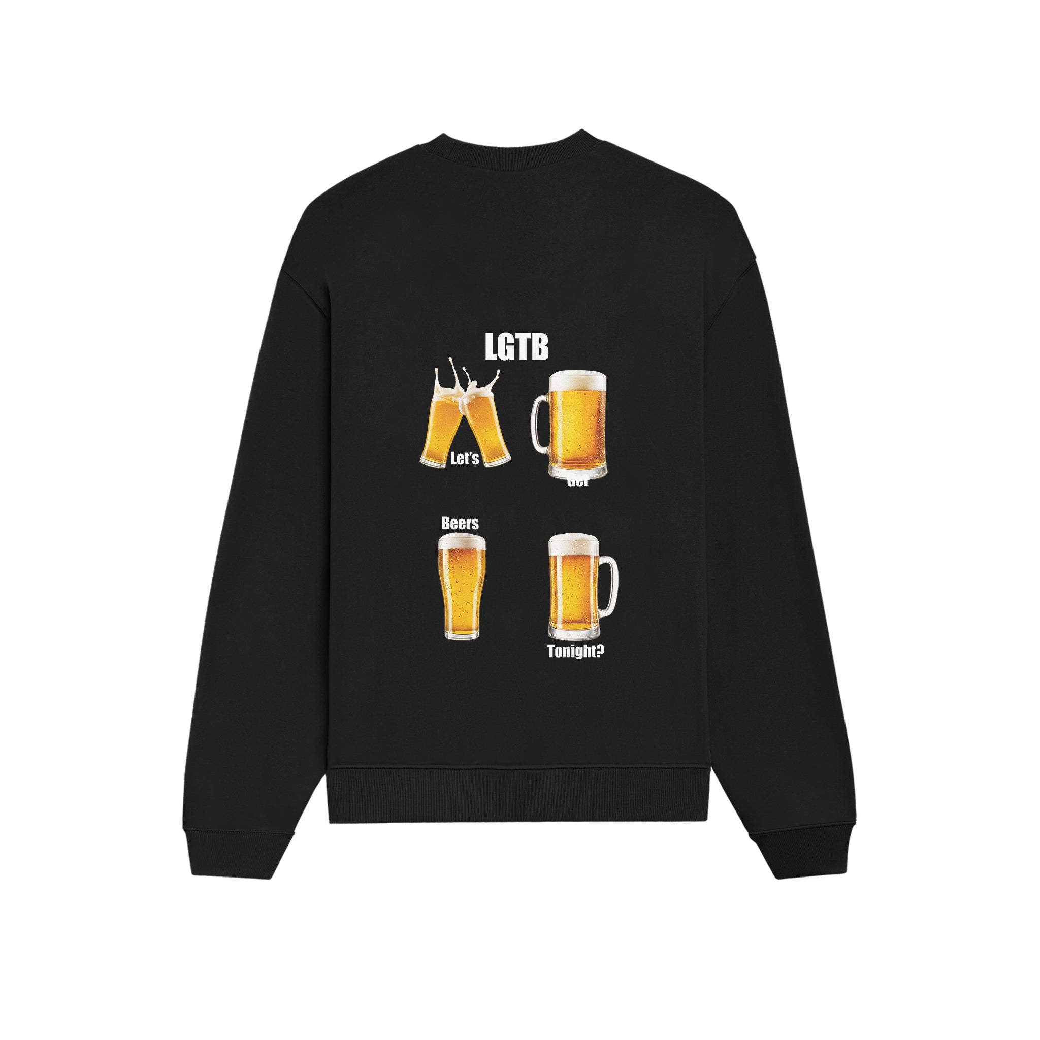 Lets Get Beers Tonight Oversize Sweatshirt - Siyah - arka görünüm