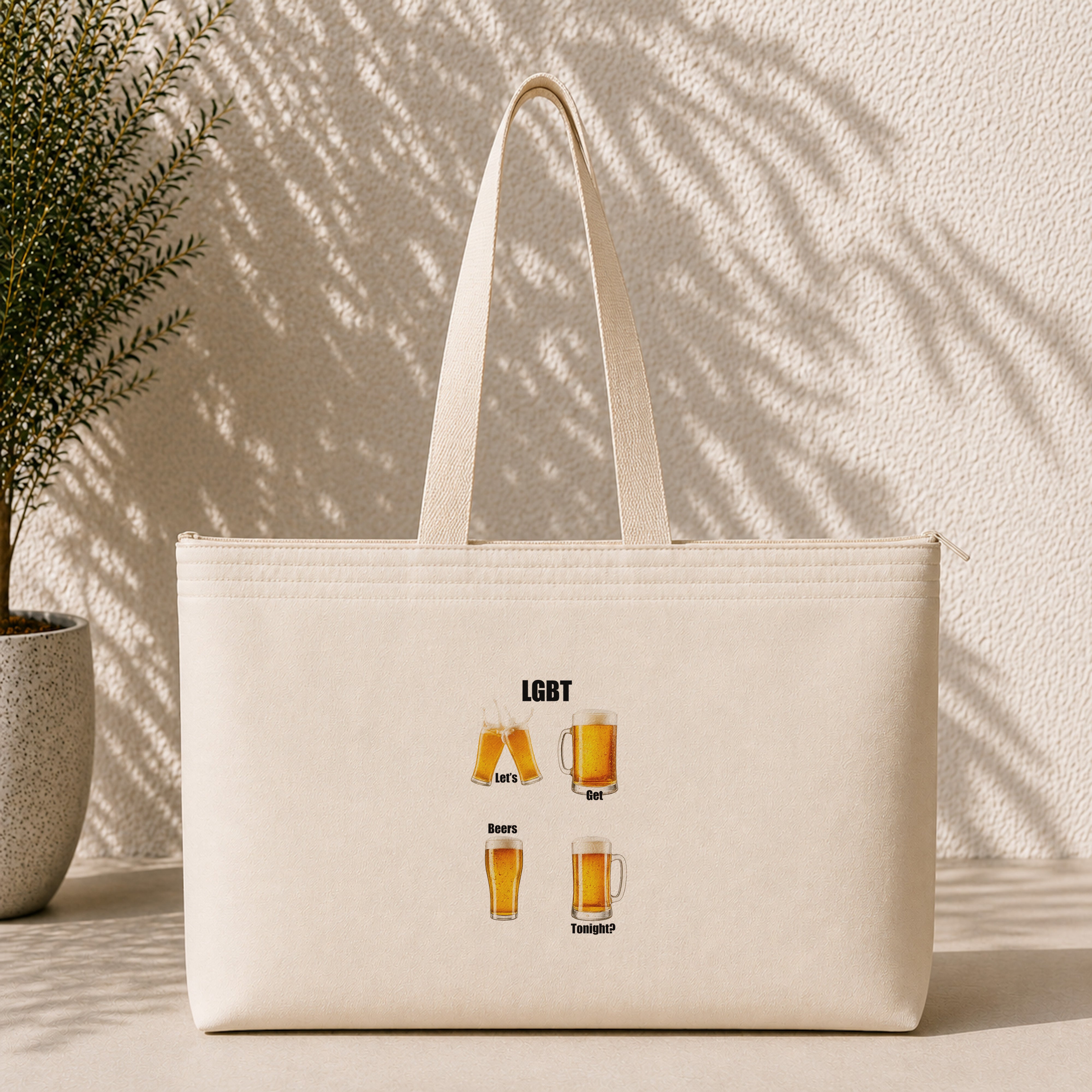 Lets Get Beers Tonight Weekend Tote Bag – ön görünüm
