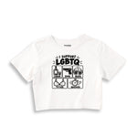 I Support LGBTQ Crop Tişört – Beyaz – ön ana baskı