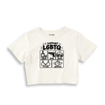 I Support LGBTQ Crop Tişört – Ekru – ön ana baskı