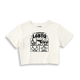 I Support LGBTQ Crop Tişört – Ekru – ön ana baskı