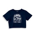 I Support LGBTQ Crop Tişört – Lacivert – ön ana baskı