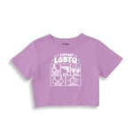 I Support LGBTQ Crop Tişört – Lila – ön ana baskı