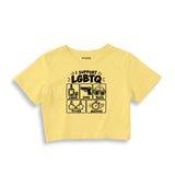 I Support LGBTQ Crop Tişört – Sarı – ön ana baskı