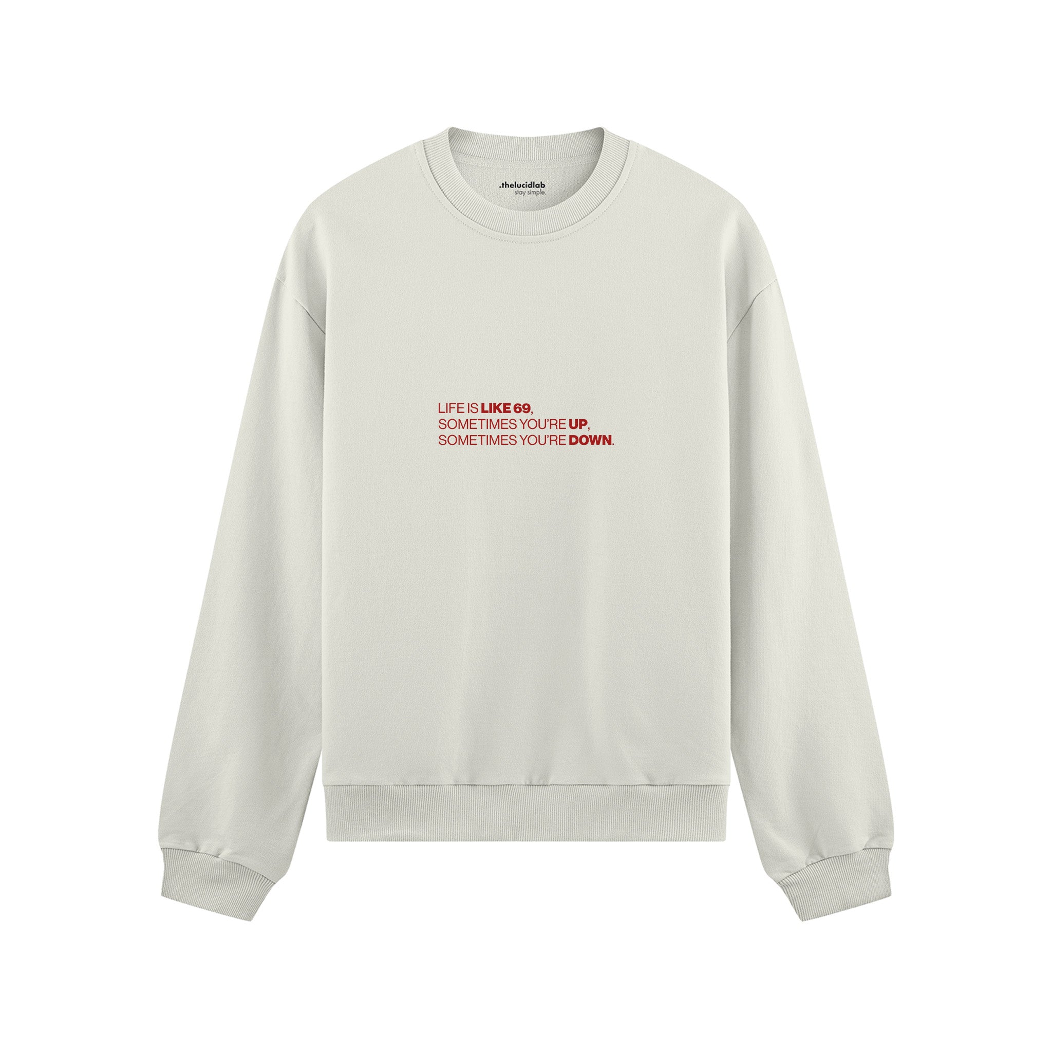 Life Is Like 69 Oversize Sweatshirt - Beyaz - ön görünüm