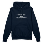 Life Sucks Oversize Hoodie - Lacivert - ön görünüm
