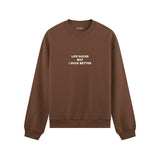 Life Sucks Oversize Sweatshirt - Kahverengi - ön görünüm