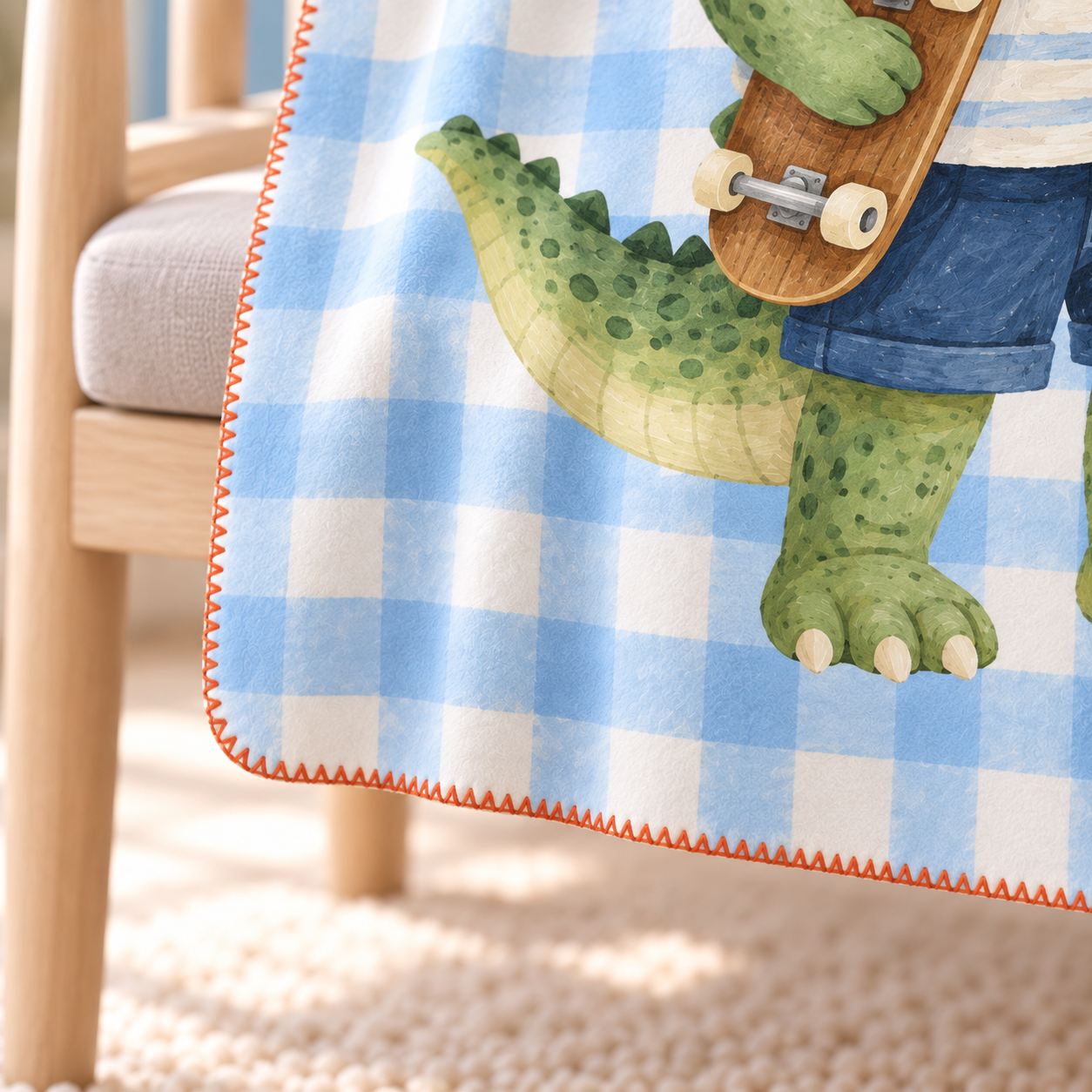 Little Skate Croc Polar Bebek Battaniyesi — Kenar ve dikiş detayı