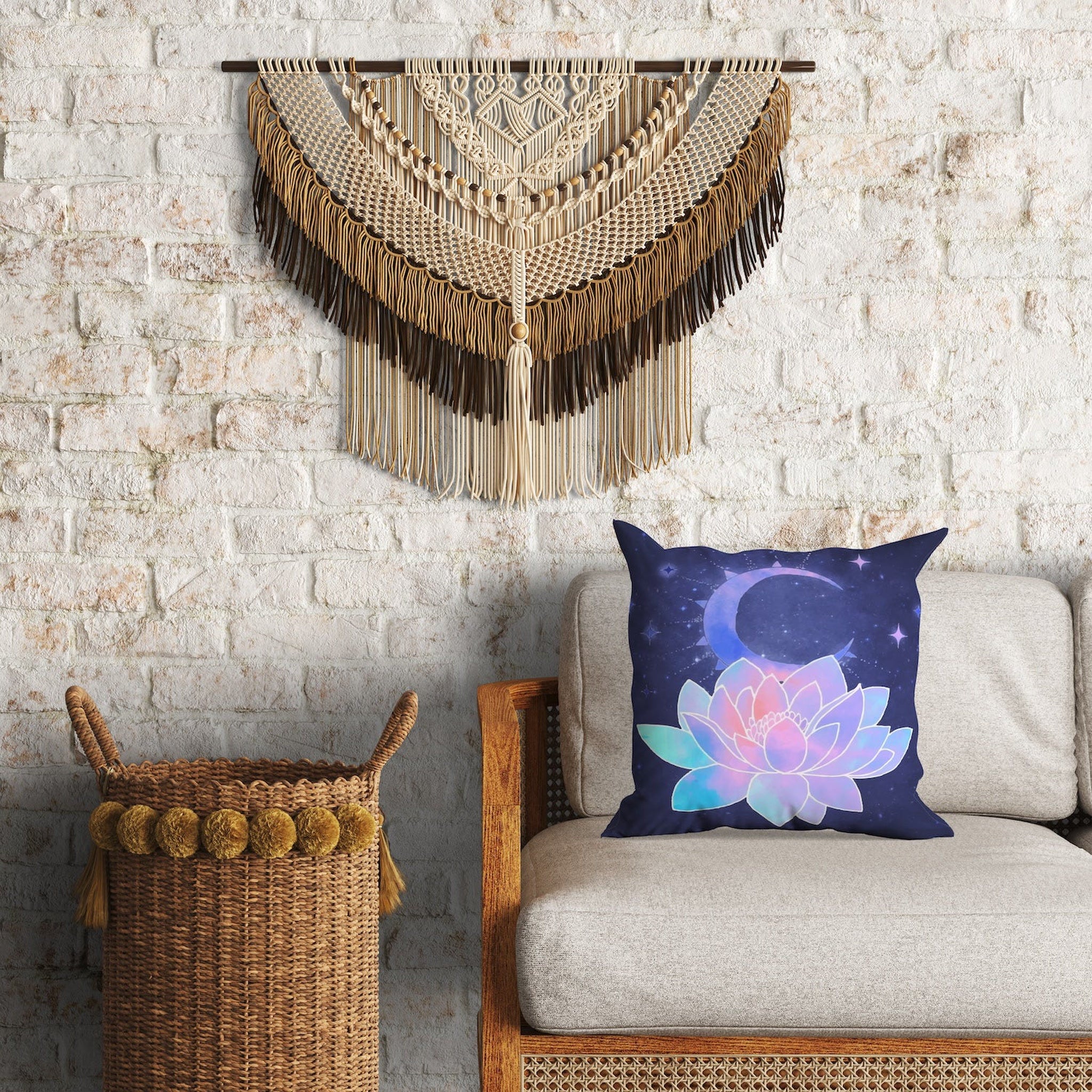 Lotus Çift Taraflı Kırlent Kılıfı 2 Adet