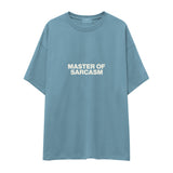 Master Of Sarcasm Oversize Tişört - Çelik Mavi - ön görünüm
