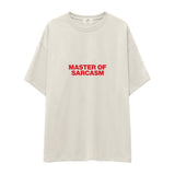 Master Of Sarcasm Oversize Tişört - Ekru - ön görünüm