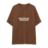 Master Of Sarcasm Oversize Tişört - Kahverengi - ön görünüm