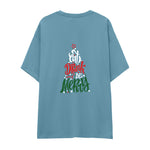 Merry Cat Moments Oversize Tişört Çelik Mavi Arka