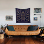 Mexican Skull Deep Blue Mandala Duvar Örtüsü