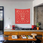 Mexican Skull Soft Red Mandala Duvar Örtüsü