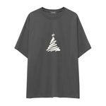 Minimal Christmas Tree Oversize Tişört Antrasit Ön