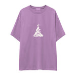 Minimal Christmas Tree Oversize Tişört Lila Ön