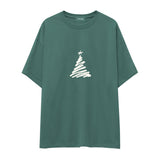 Minimal Christmas Tree Oversize Tişört Yeşil Ön