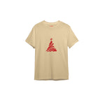 Minimal Christmas Tree Tişört Krem Ön
