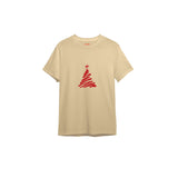Minimal Christmas Tree Tişört Krem Ön