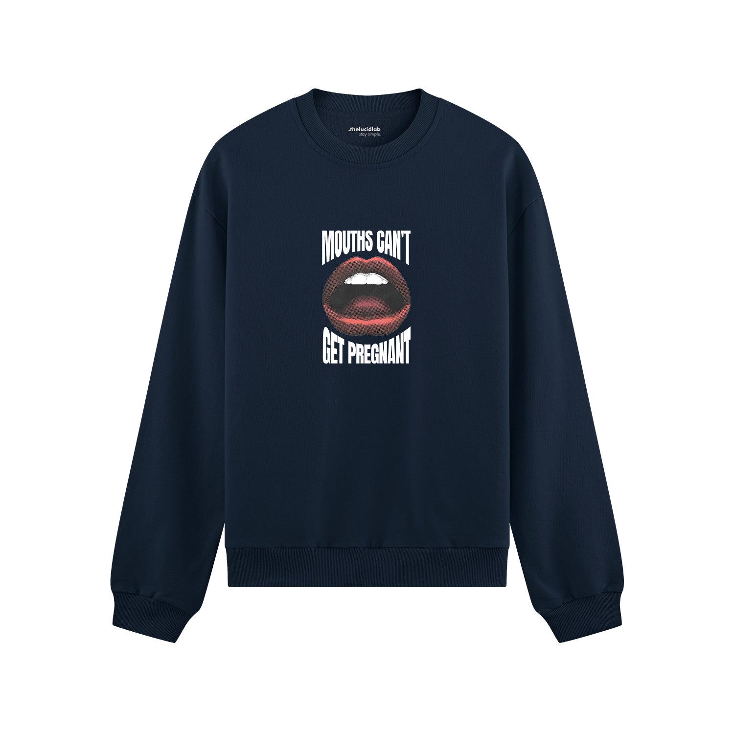 Mouths Can't Get Pregnant Oversize Sweatshirt - Lacivert - ön görünüm