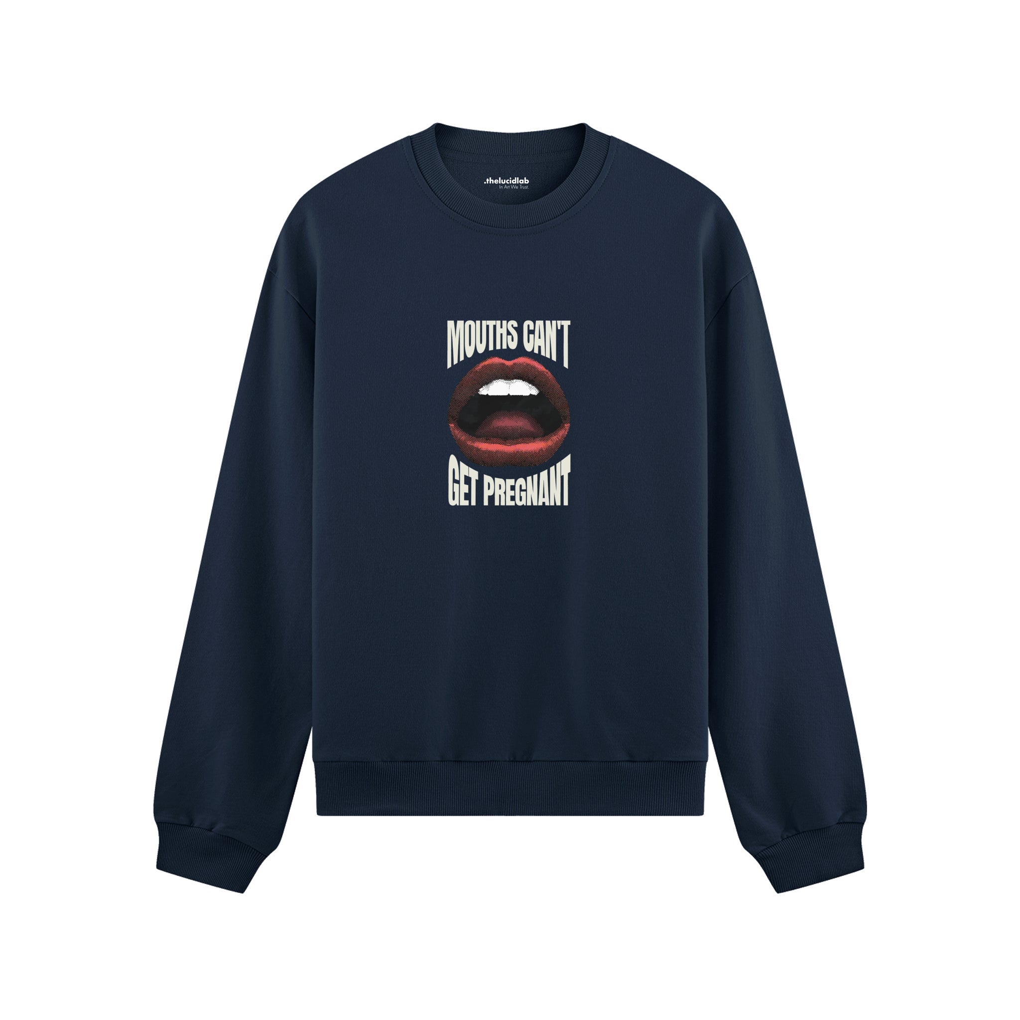 Mouths Can't Get Pregnant Oversize Sweatshirt - Lacivert - ön görünüm