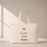 My Cartier Is at Home Club Tote Bag – baskılı kanvas bez çanta