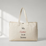 My Cartier Is at Home Daily Tote Bag – baskılı kanvas bez çanta
