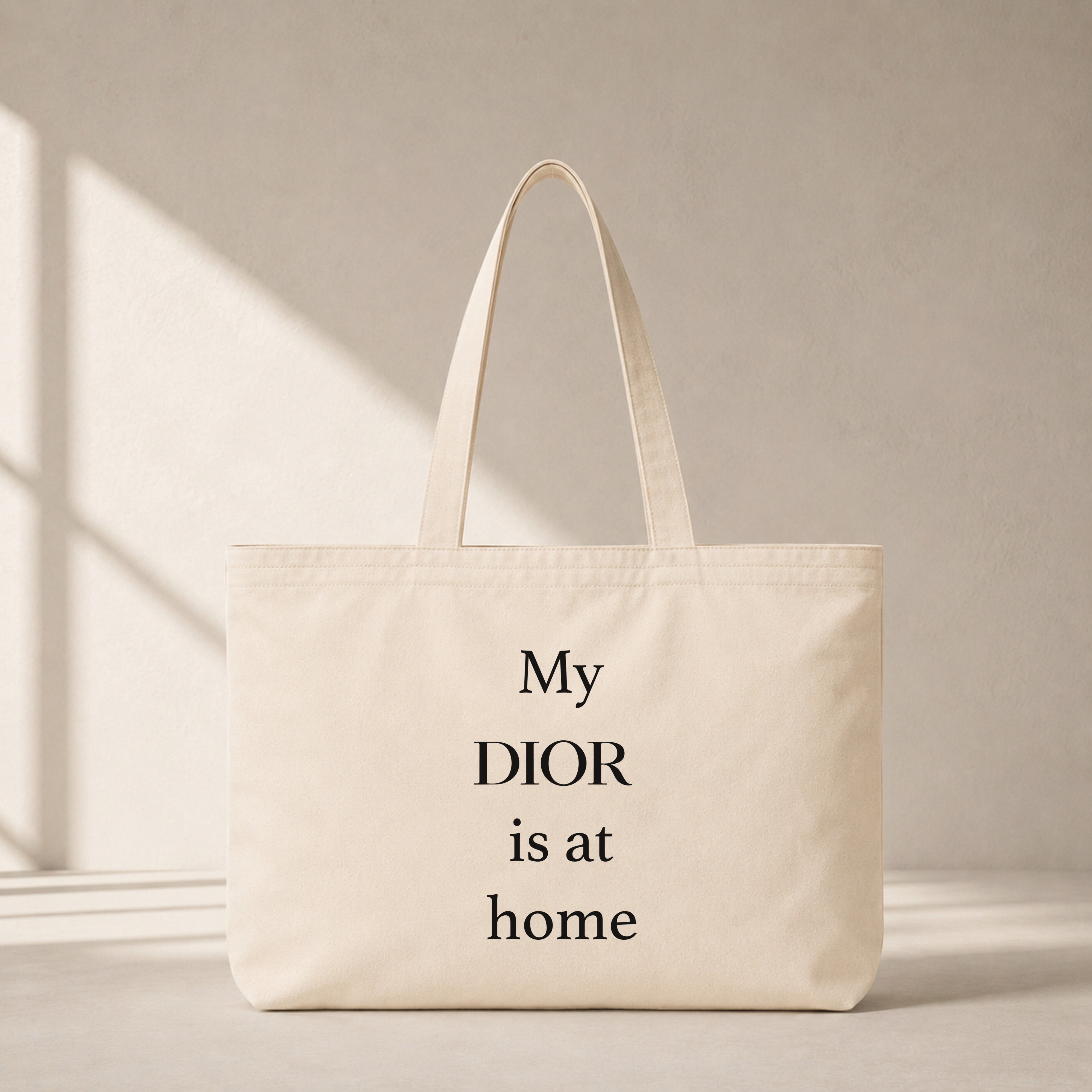 My Dior Is at Home Club Tote Bag – baskılı kanvas bez çanta
