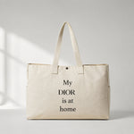My Dior Is at Home Daily Tote Bag – baskılı kanvas bez çanta