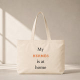 My Hermès Is at Home Club Tote Bag – baskılı kanvas bez çanta