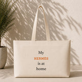 My Hermès Is at Home Weekend Tote Bag – baskılı kanvas bez çanta