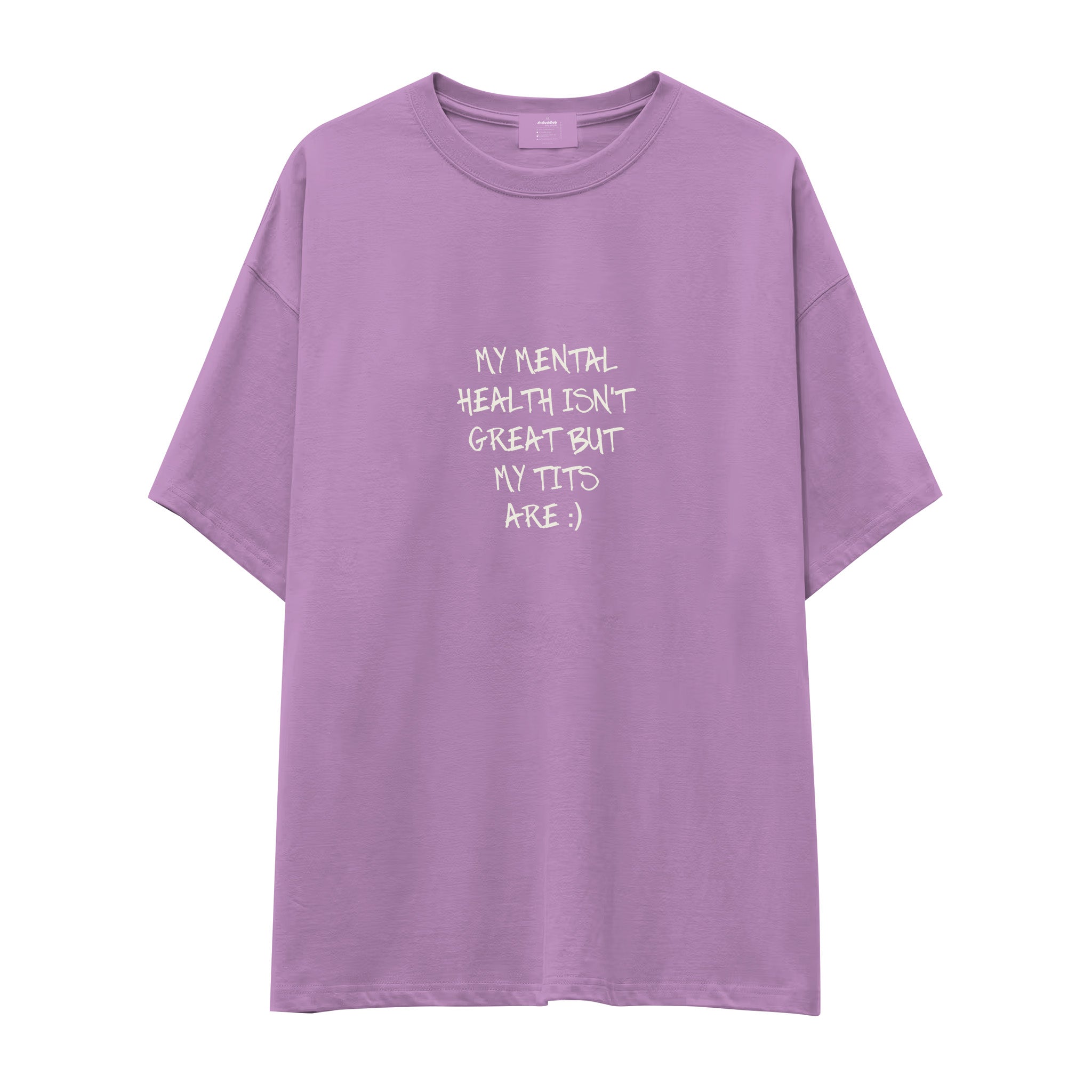 My Mental Health Oversize Tişört - Lila - ön görünüm