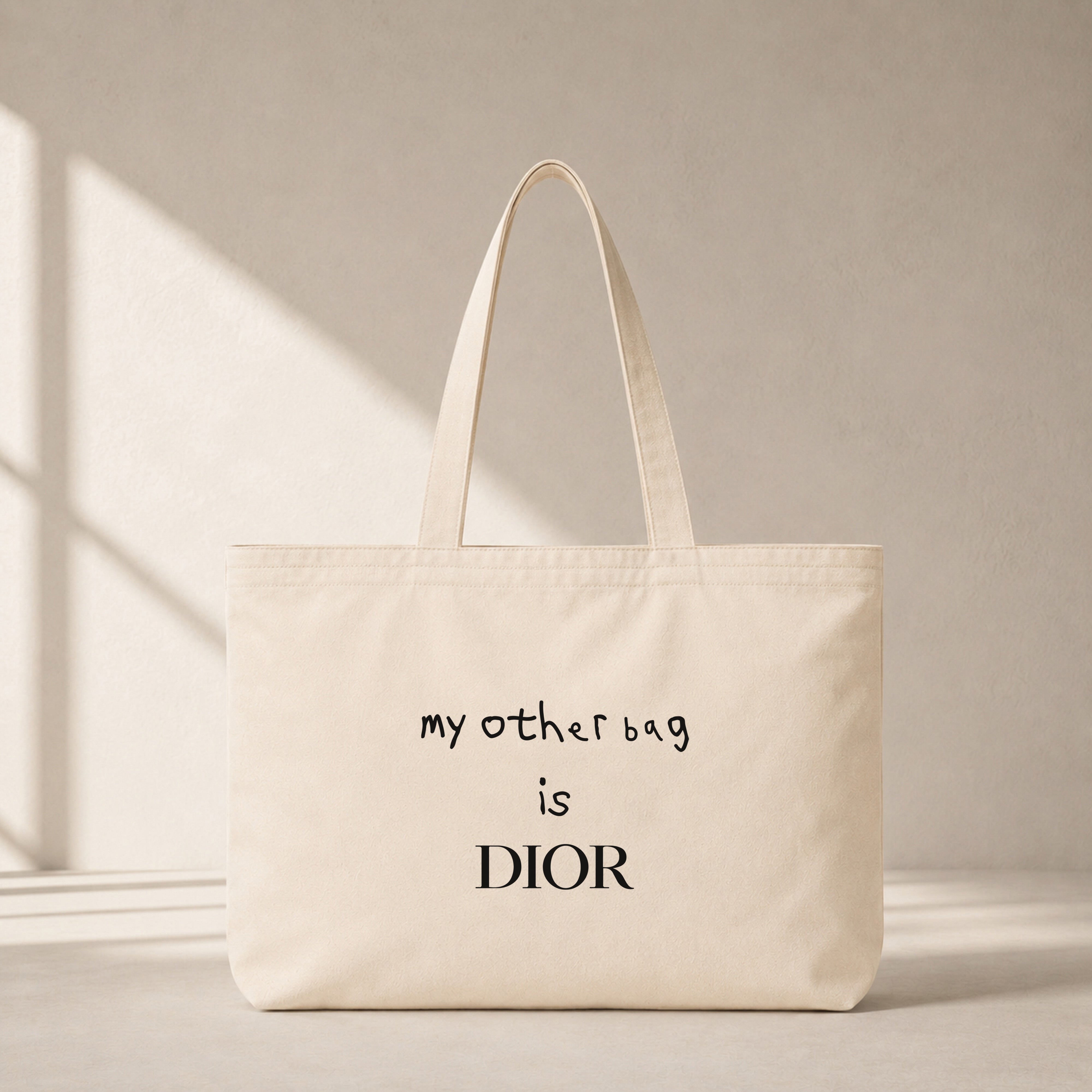 My Other Bag Is Dior Club Tote Bag – baskılı kanvas bez çanta