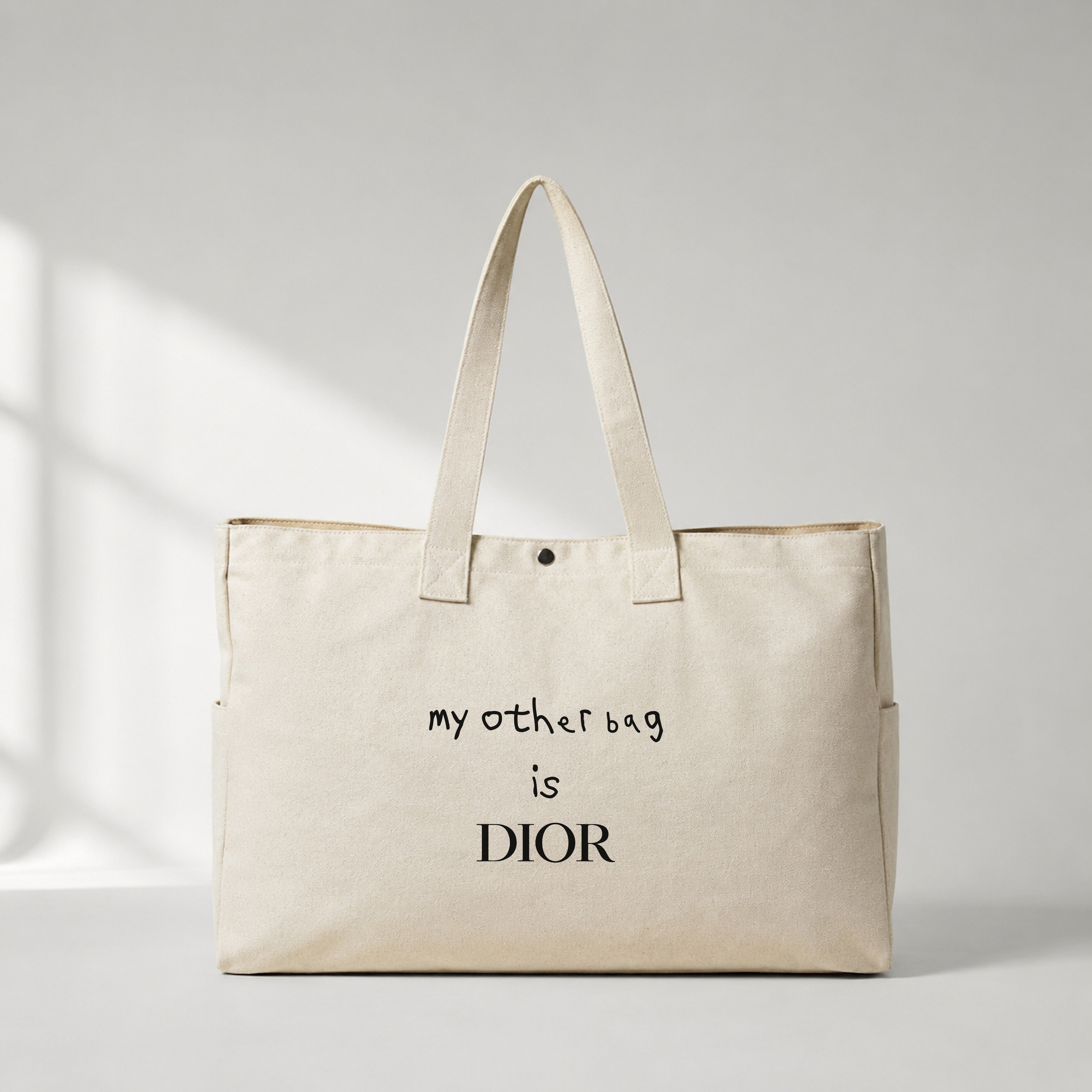 My Other Bag Is Dior Daily Tote Bag – baskılı kanvas bez çanta