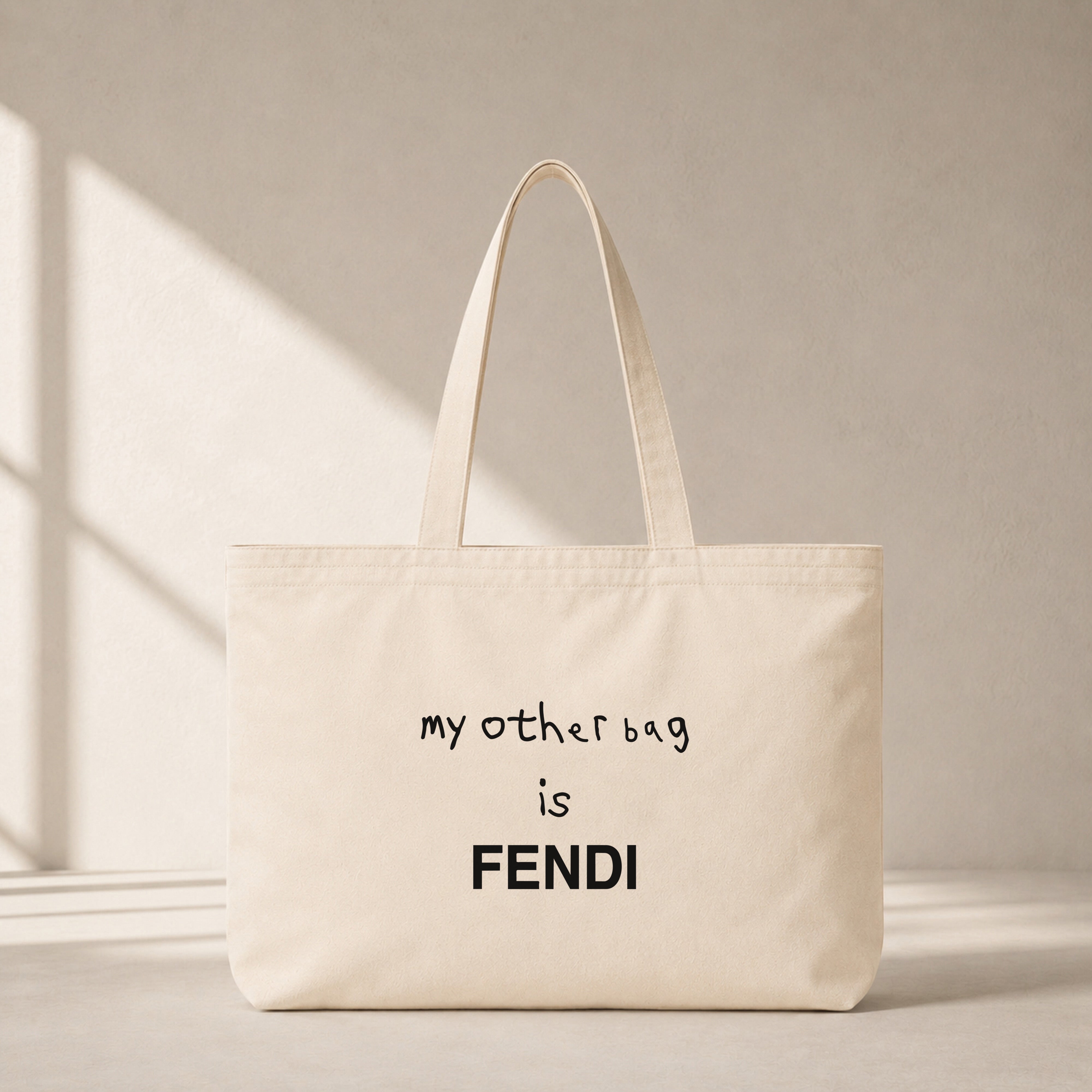 My Other Bag Is Fendi Club Tote Bag – baskılı kanvas bez çanta