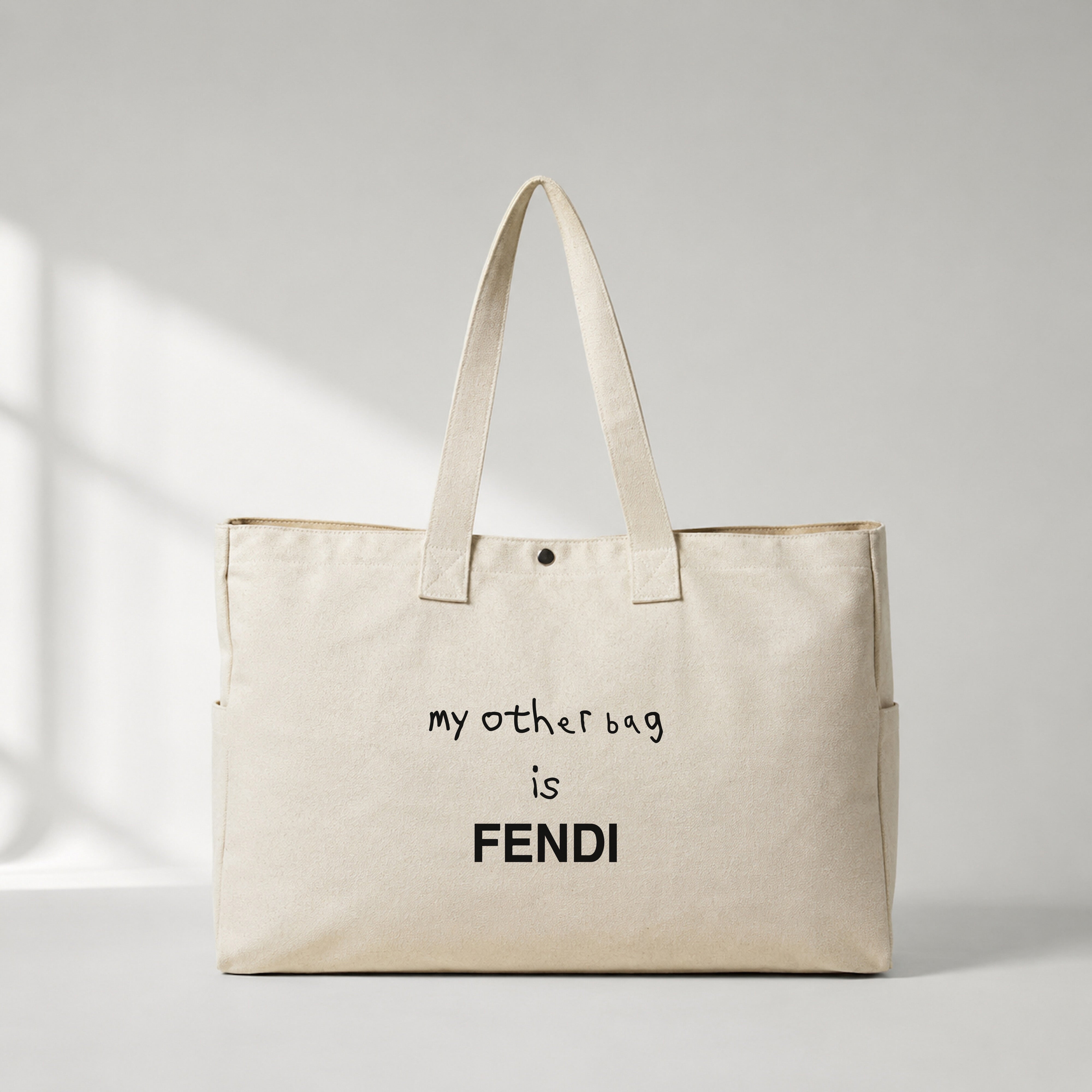 My Other Bag Is Fendi Daily Tote Bag – baskılı kanvas bez çanta